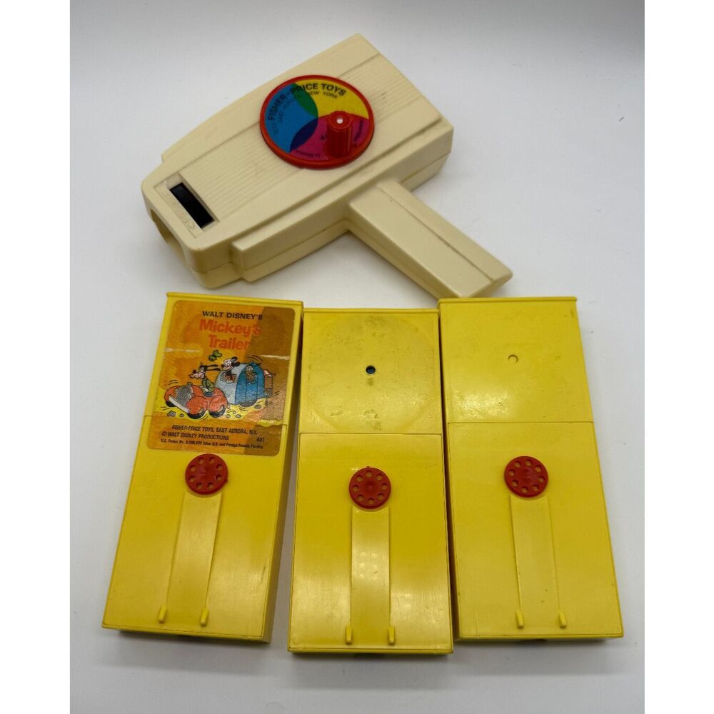 Vtg 1973 Fisher Price Movie Viewer 460 ~3 Cartridges Mickey, Snoopy, & Bigโ Bird